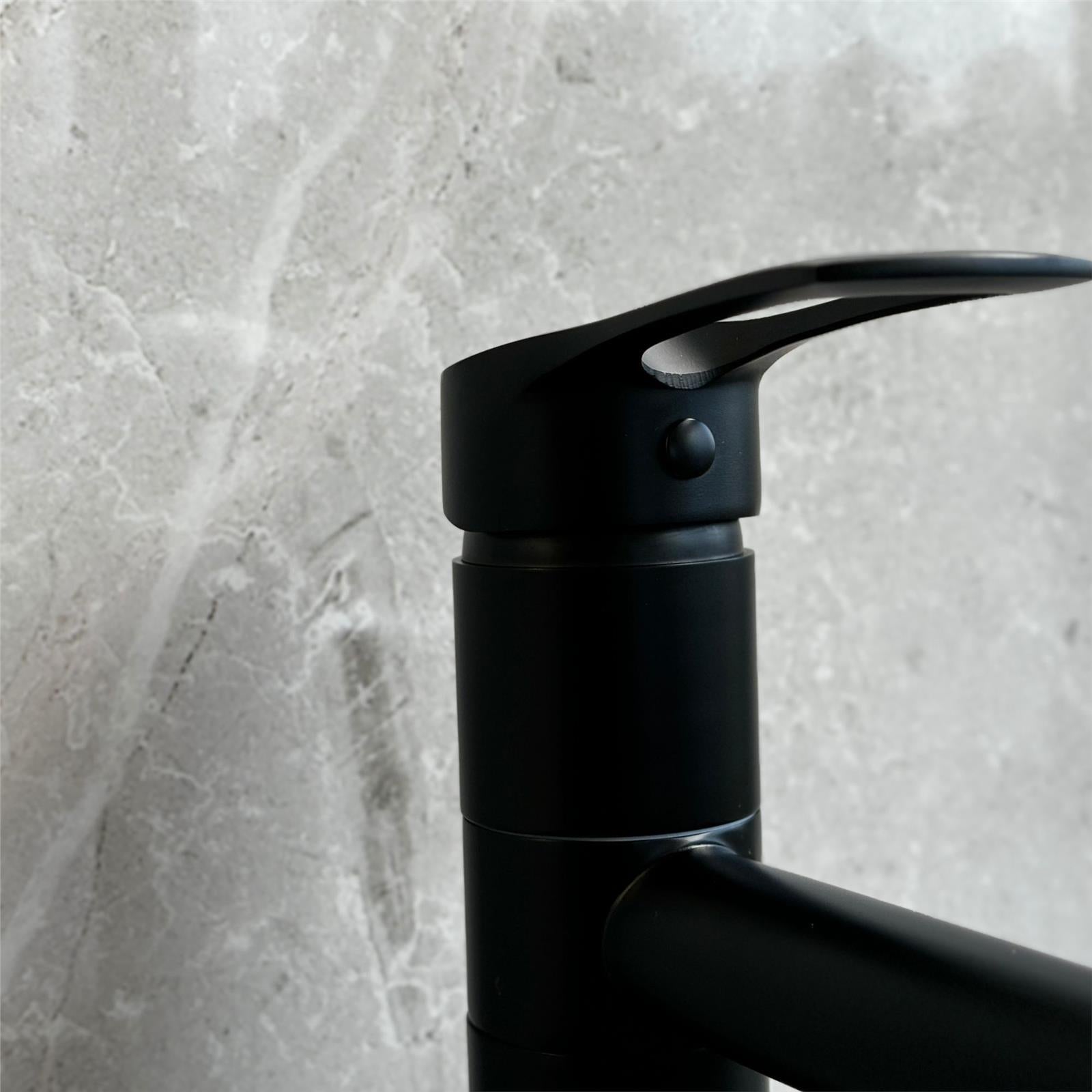 Liquida W16BL Single Lever 360 Degree Swivel Spout Black Kitchen Tap